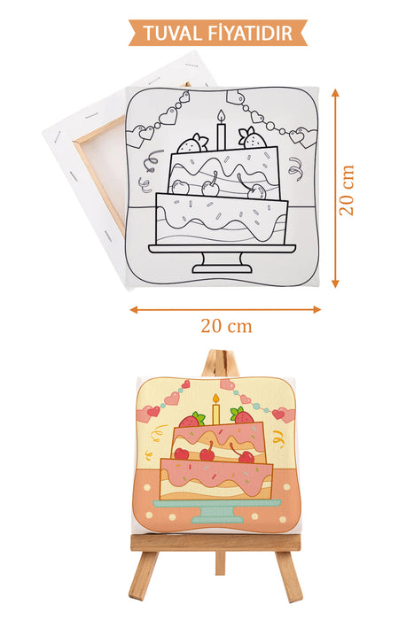 Kız Çocuğu Doğum Günü Pastası Ön Çizimli Boyama Tuvali 9040