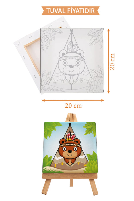 Sevimli Kampçı Ayı Ön Çizimli Boyama Tuvali 9011