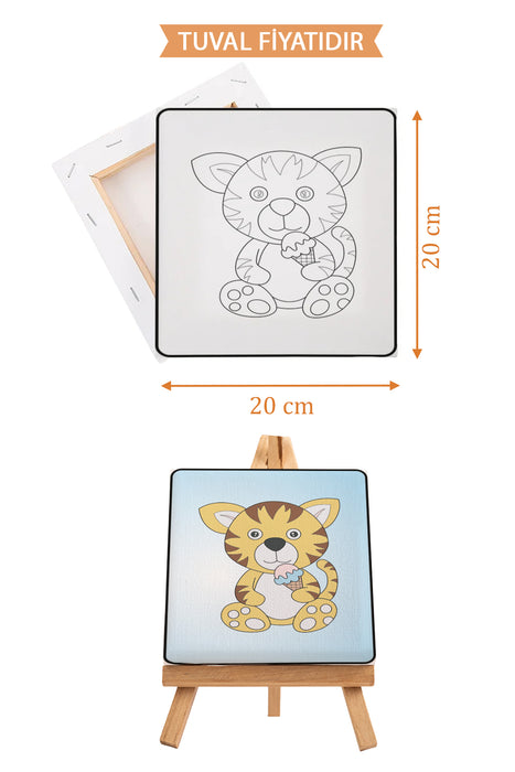 Sevimli Kaplan Ön Çizimli Boyama Tuvali 9170