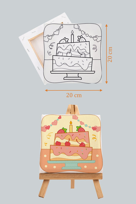 Kız Çocuğu Doğum Günü Pastası, Eğitici Tuval Boyama Hobi Seti 9040