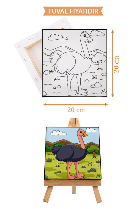 Sevimli Devekuşu Ön Çizimli Boyama Tuvali 9194