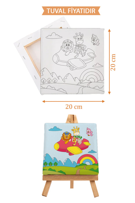 Sevimli Uçan Hayvanlar Ön Çizimli Boyama Tuvali 9032