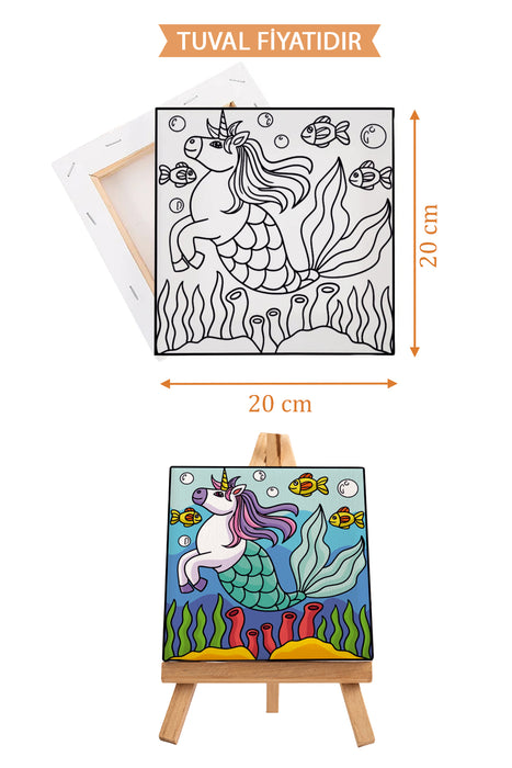 Sevimli Unicorn Ön Çizimli Boyama Tuvali 9218