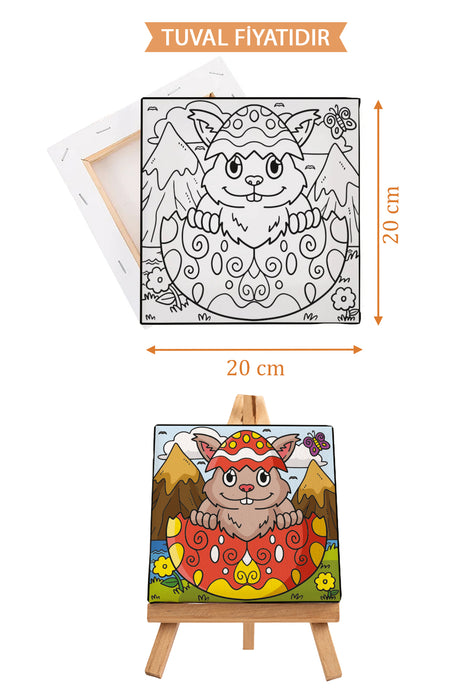 Paskalya Yumurtasındaki Tavşan Ön Çizimli Boyama Tuvali 9007