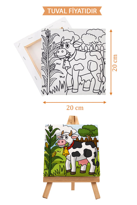 Sevimli İnek Ön Çizimli Boyama Tuvali 9104