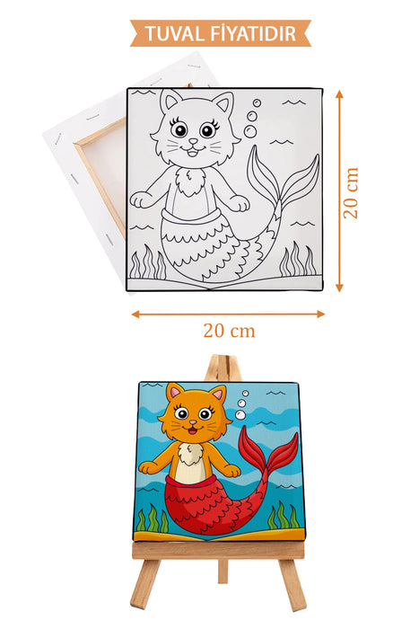 Sevimli Kedibalık Ön Çizimli Boyama Tuvali 9021