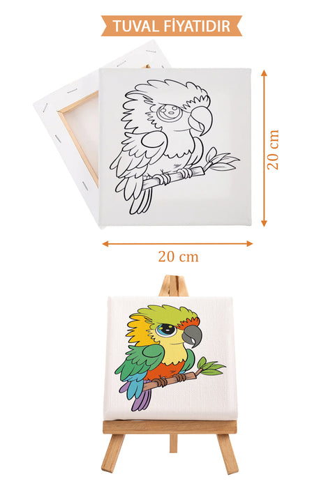 Sevimli Papağan Ön Çizimli Boyama Tuvali 9083