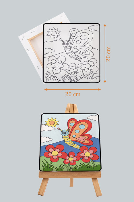 Sevimli Renkli Kelebek, Çocuk Eğitici Tuval Boyama Hobi Seti 9172