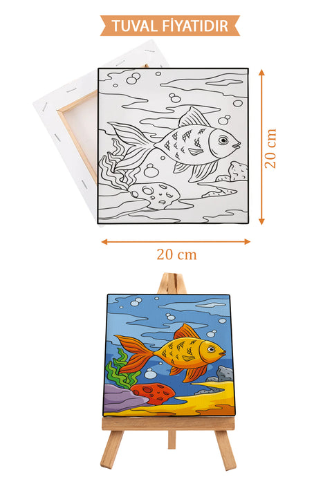 Sevimli Balık Ön Çizimli Boyama Tuvali 9128