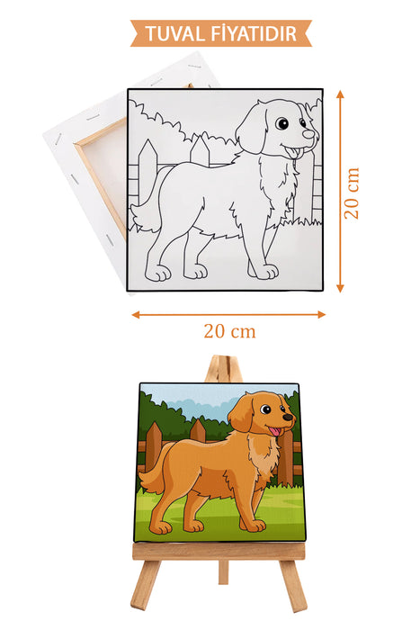 Sevimli Yavru Köpek Ön Çizimli Boyama Tuvali 9127