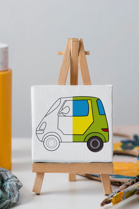 Sevimli Yeşil Araba, Erkek Çocuğu Eğitici Tuval Boyama Hobi Seti 9025