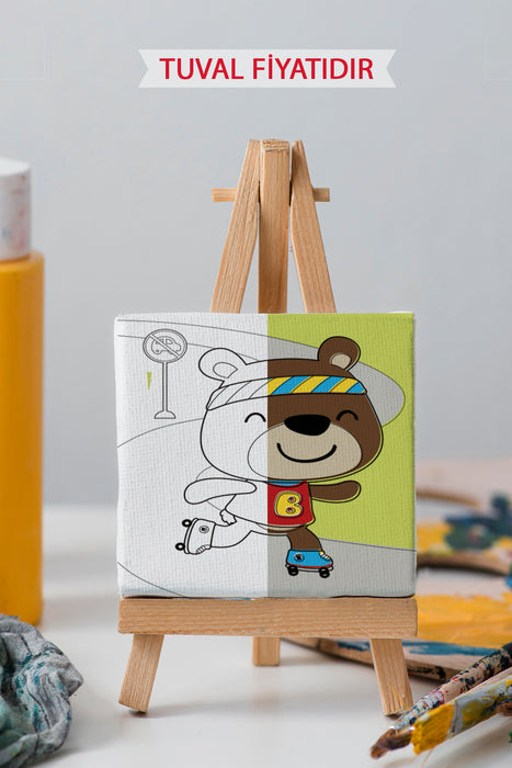 Sevimli Ayı Ön Çizimli Boyama Tuvali 9192