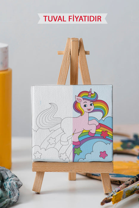 Sevimli Denizkızı ve Balıklar Ön Çizimli Boyama Tuvali 9100