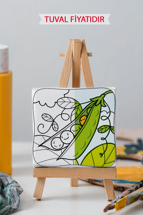 Sevimli Bezelyeler Ön Çizimli Boyama Tuvali 9053