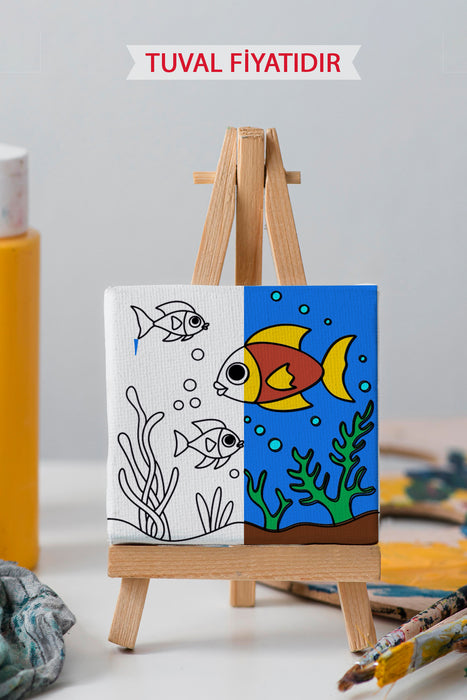 Sevimli Hayvanlar Tablosu Ön Çizimli Boyama Tuvali 9089