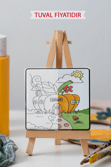 Sevimli Kabak Evi Ön Çizimli Boyama Tuvali 9198