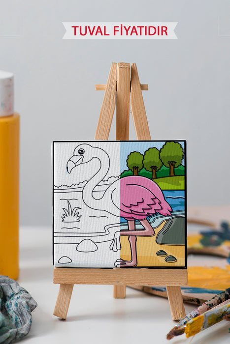 Sevimli Ekskavatör Kepçe Ön Çizimli Boyama Tuvali 9120