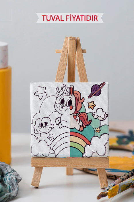 Sevimli Unicorn Ön Çizimli Boyama Tuvali 9213