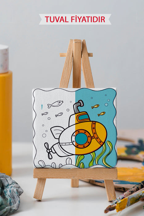 Sevimli Denizaltı Ön Çizimli Boyama Tuvali 9057