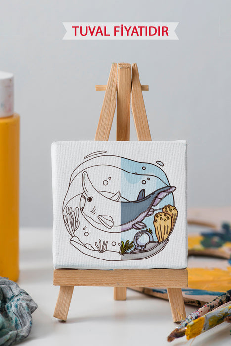 Köpek Balığı Ön Çizimli Boyama Tuvali 9138