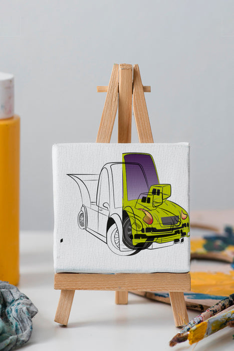 Sevimli Yeşil Araba, Erkek Çocuğu Eğitici Tuval Boyama Hobi Seti 9191