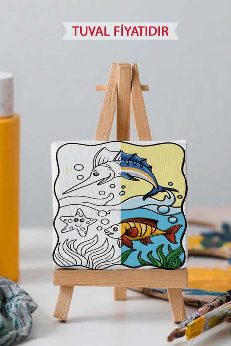 Sevimli Deniz Manzarası Ön Çizimli Boyama Tuvali 9015