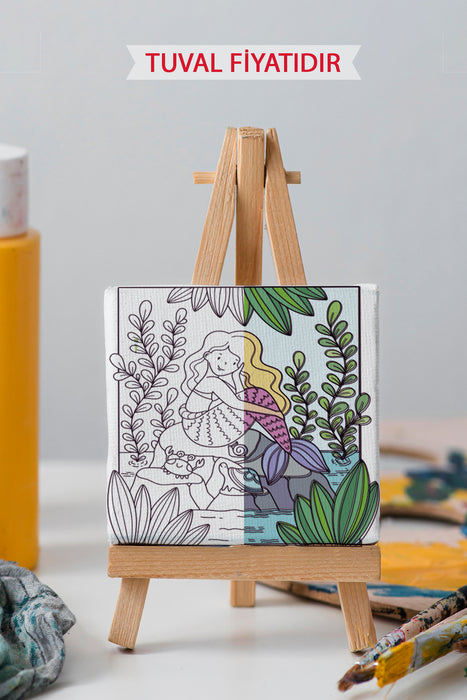 Sevimli Deniz Kızı Ön Çizimli Boyama Tuvali 9151