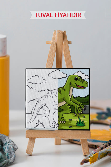 Sevimli Yavru Dinazor Ön Çizimli Boyama Tuvali 9225