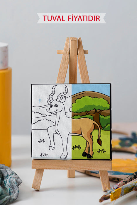 Sevimli Antilop Ön Çizimli Boyama Tuvali 9001