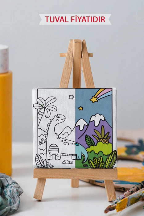 Sevimli Yavru Dinazor Ön Çizimli Boyama Tuvali 9144