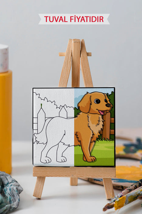 Sevimli Yavru Köpek Ön Çizimli Boyama Tuvali 9127