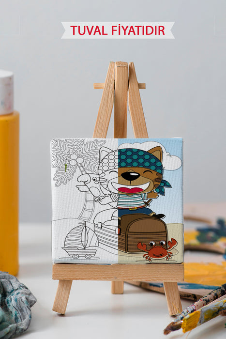 Sevimli Hayvanlar Tablosu Ön Çizimli Boyama Tuvali 9125