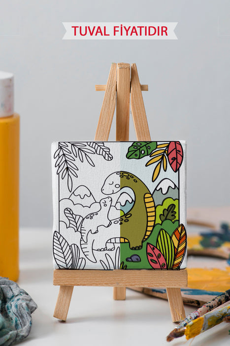 Sevimli Yavru Dinazor Ön Çizimli Boyama Tuvali 9143