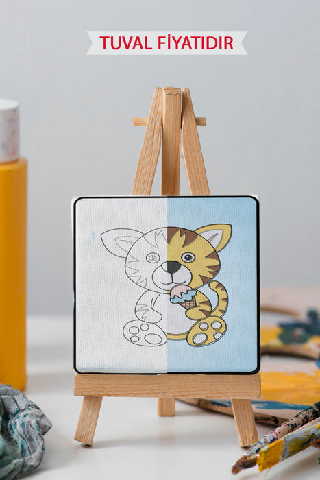 Sevimli Kaplan Ön Çizimli Boyama Tuvali 9170