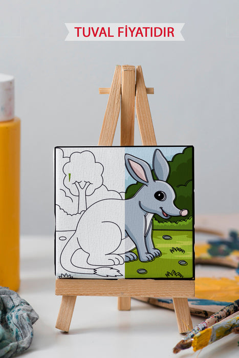 Sevimli Tavşan Ön Çizimli Boyama Tuvali 9003