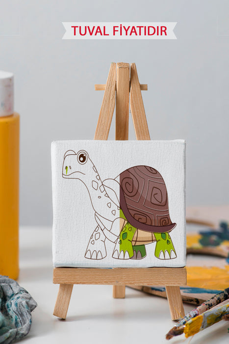 Sevimli Kaplumbağa Ön Çizimli Boyama Tuvali 9154