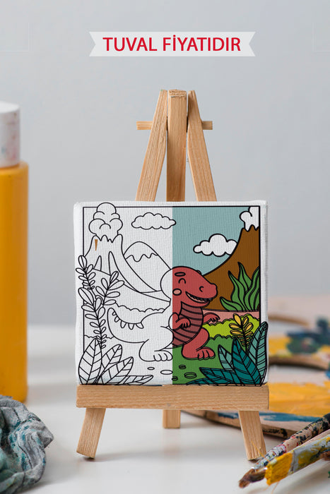 Sevimli Yavru Dinazor Ön Çizimli Boyama Tuvali 9140
