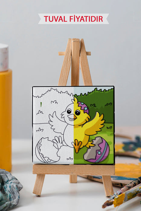 Paskalya Yumurtasından Çıkan Civciv Ön Çizimli Boyama Tuvali 9024