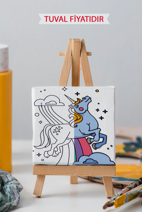 Sevimli Unicorn Ön Çizimli Boyama Tuvali 9157