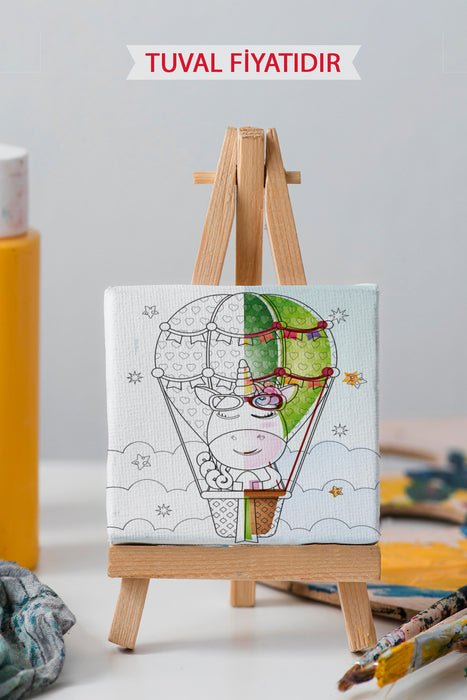 Sevimli Unicorn Ön Çizimli Boyama Tuvali 9064