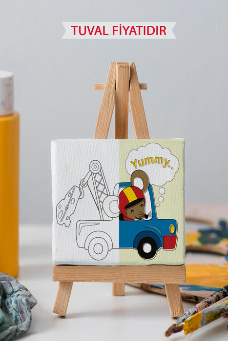 Sevimli Fare Ön Çizimli Boyama Tuvali 9200