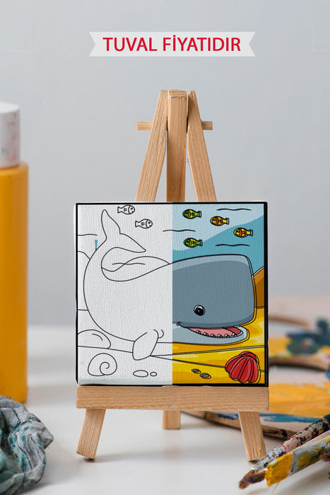 Güleryüzlü Koca Balina Ön Çizimli Boyama Tuvali 9205
