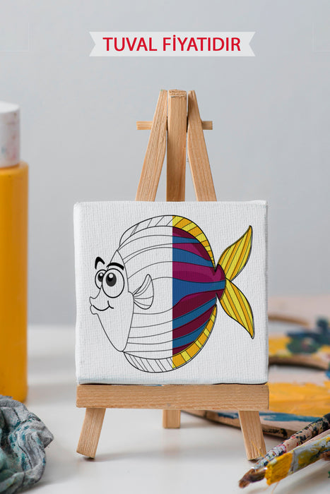 Sevimli Renkli Balık Ön Çizimli Boyama Tuvali 9116