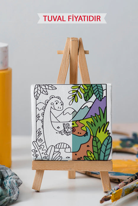 Sevimli Yavru Dinazor Ön Çizimli Boyama Tuvali 9141