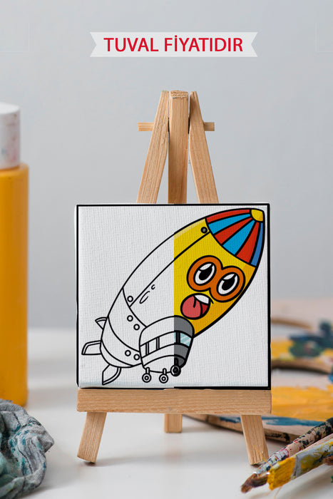 Sevimli Zeplin Ön Çizimli Boyama Tuvali 9226