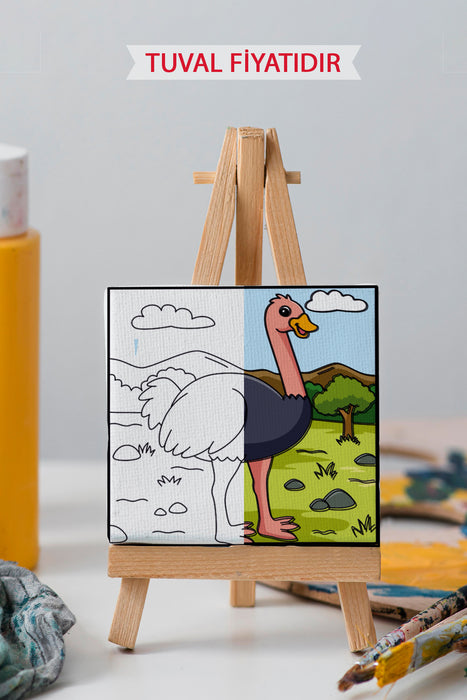 Sevimli Devekuşu Ön Çizimli Boyama Tuvali 9194