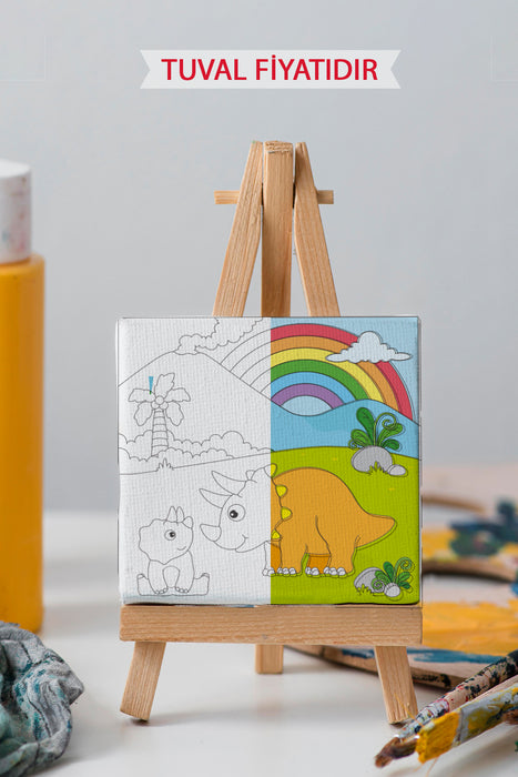 Sevimli Gergedan ve Yavrusu Ön Çizimli Boyama Tuvali 9096