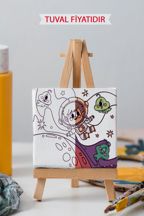 Sevimli Astronot Ön Çizimli Boyama Tuvali 9002