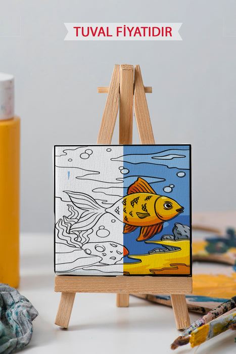 Sevimli Balık Ön Çizimli Boyama Tuvali 9128