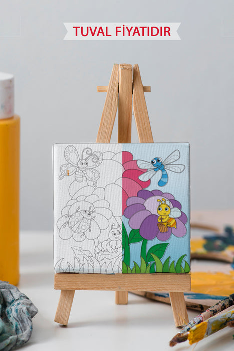 Çiçekler ve Hayvanlar Ön Çizimli Boyama Tuvali 9081